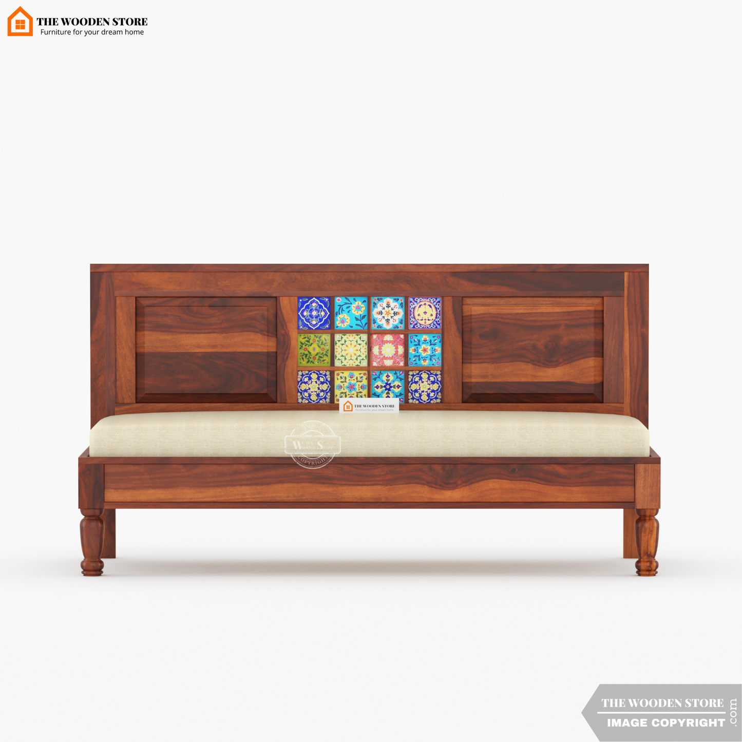 Bunny Bench With Back Rest (Honey Finish)