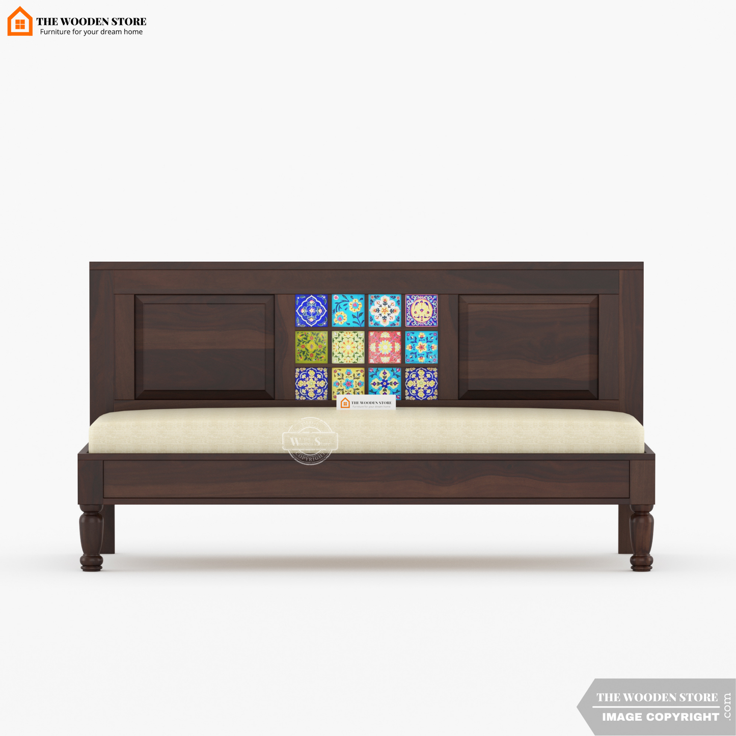 Bunny Bench With Back Rest (Walnut Finish)
