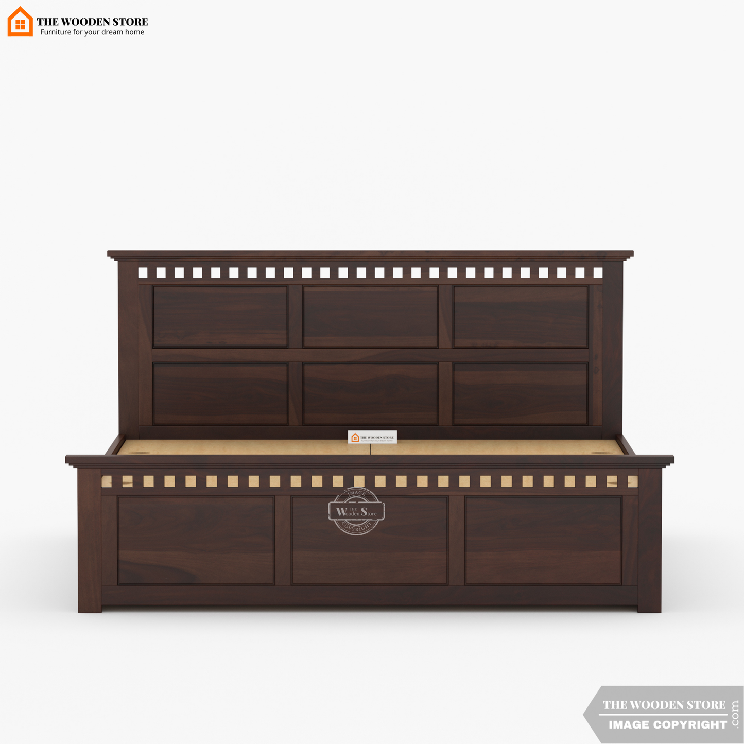 Donald Bed With Box Storage (King Size, Walnut Finish)