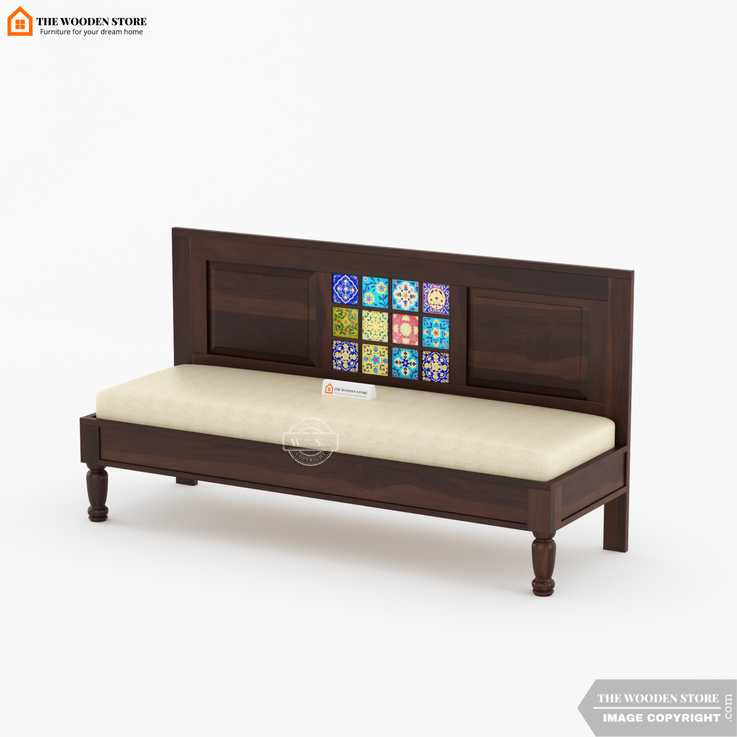 Bunny Bench With Back Rest (Walnut Finish)