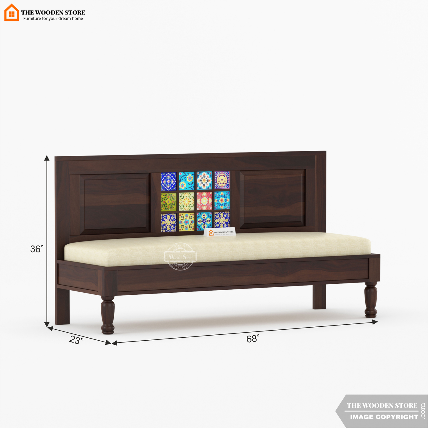 Bunny Bench With Back Rest (Walnut Finish)