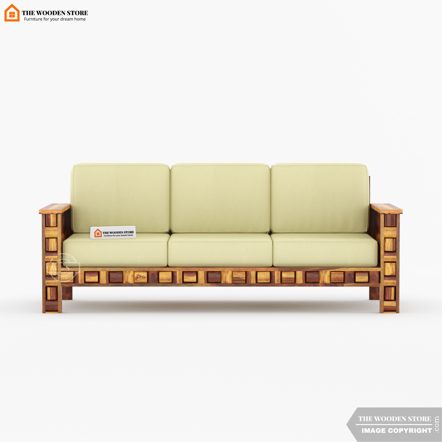 Woodwave 3+1+1 Wooden Sofa Set (Teak Finish)