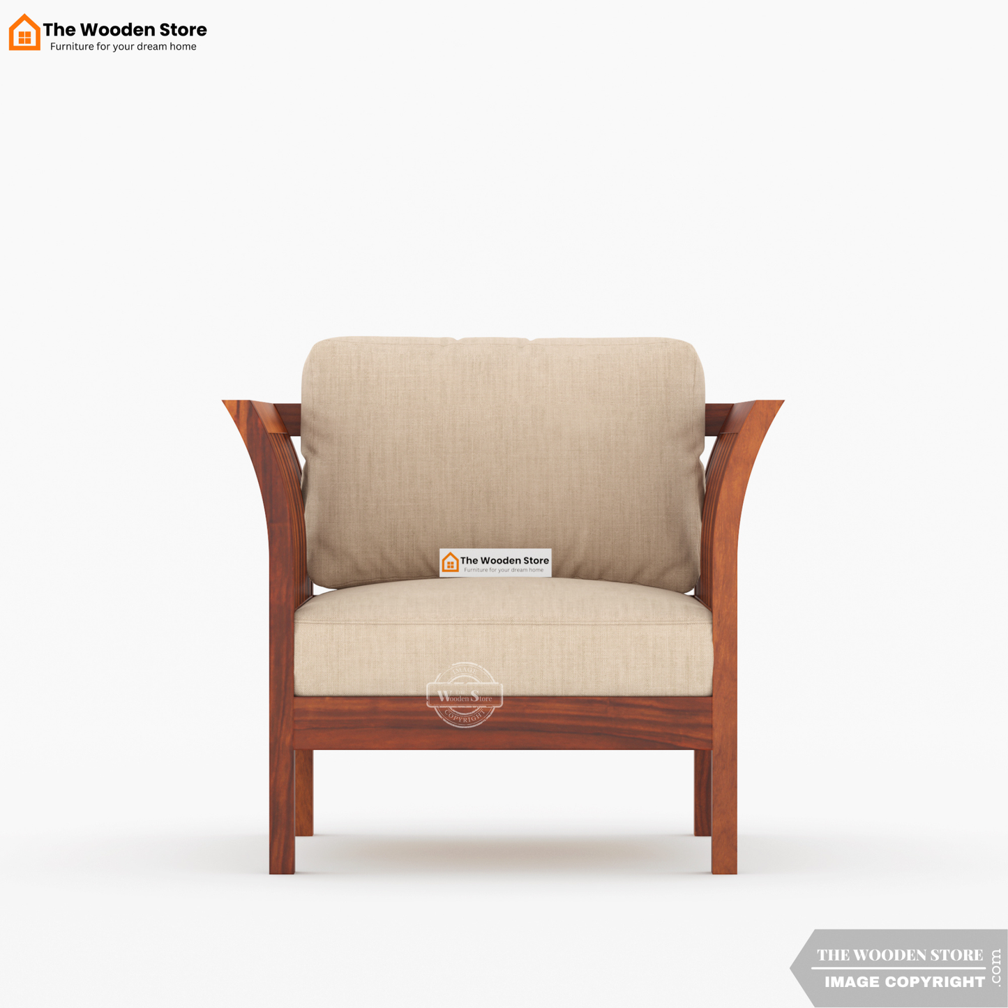 Cristen 1 Seater Wooden Sofa (Honey Finish)
