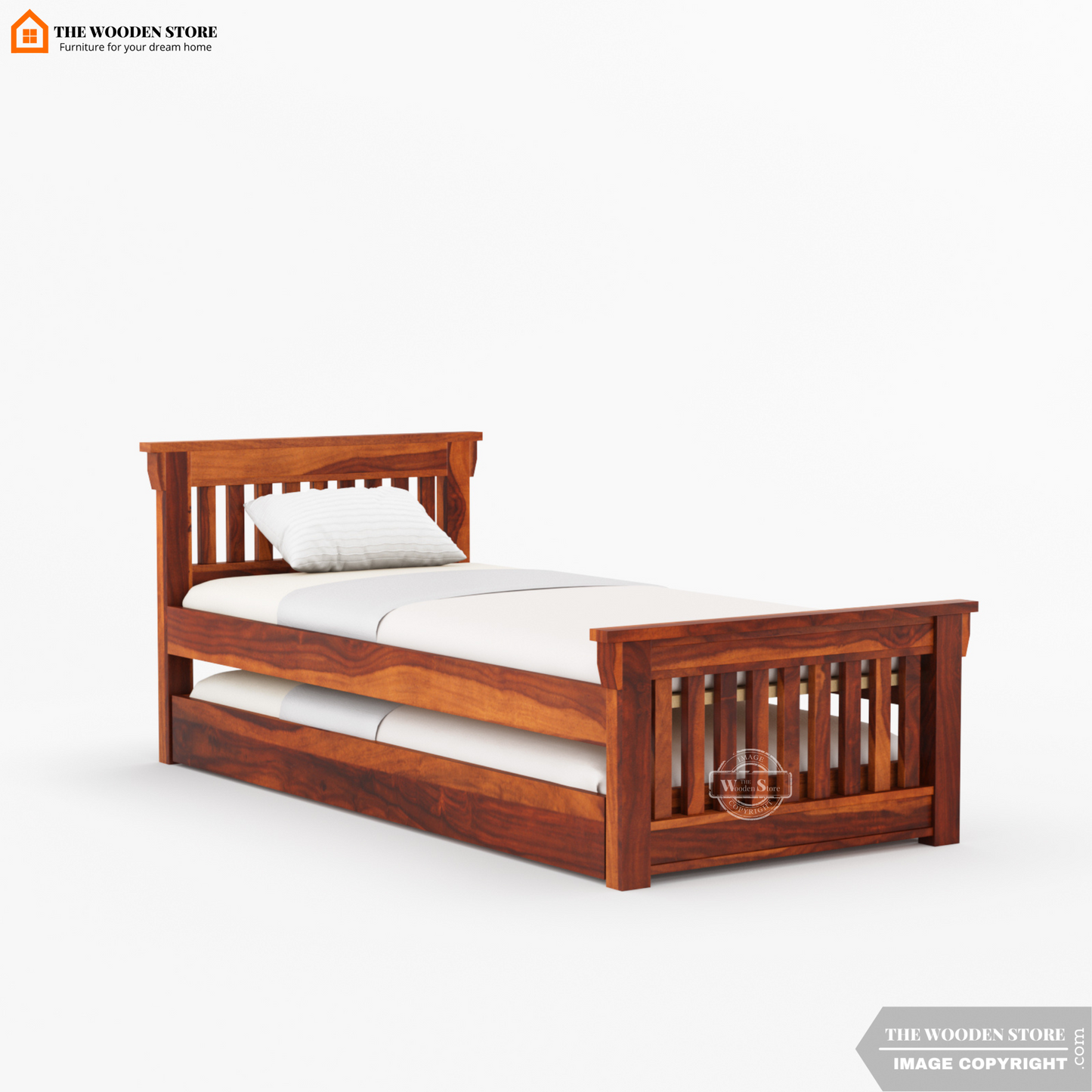Kiara Trundle Bed (Honey Finish)