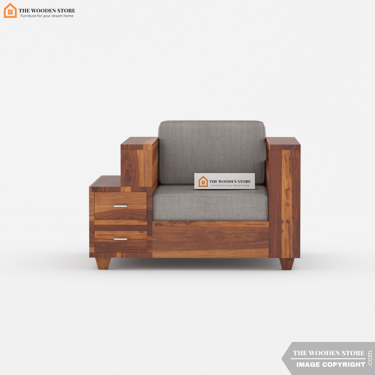 Brian 1 Seater Wooden Sofa (Honey Finish)
