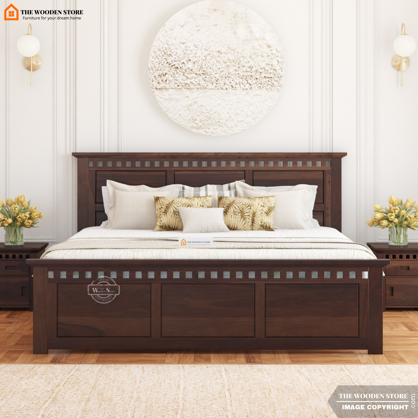 Donald Bed With Box Storage (King Size, Walnut Finish)