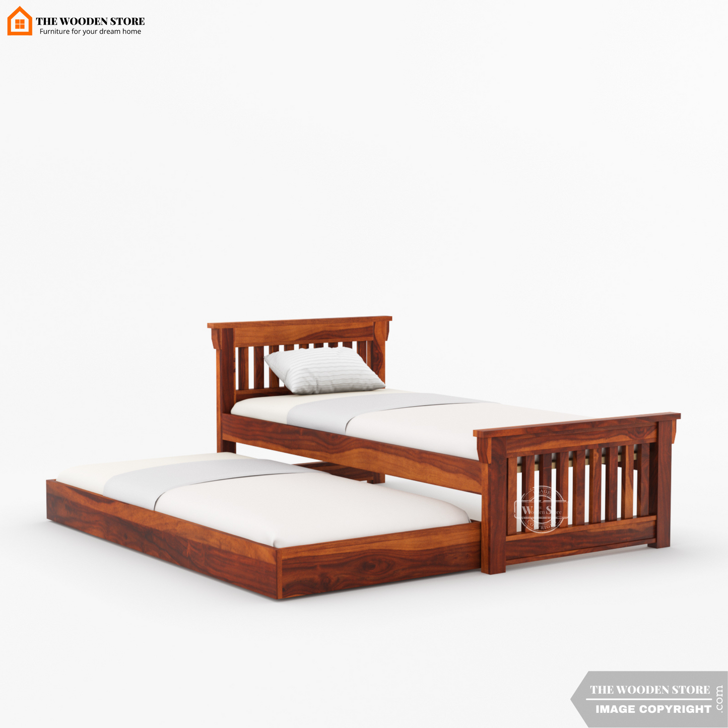 Kiara Trundle Bed (Honey Finish)