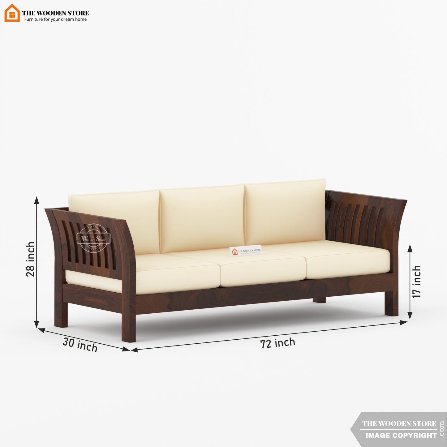 Cristen 3+1+1 Wooden Sofa Set (Walnut Finish)