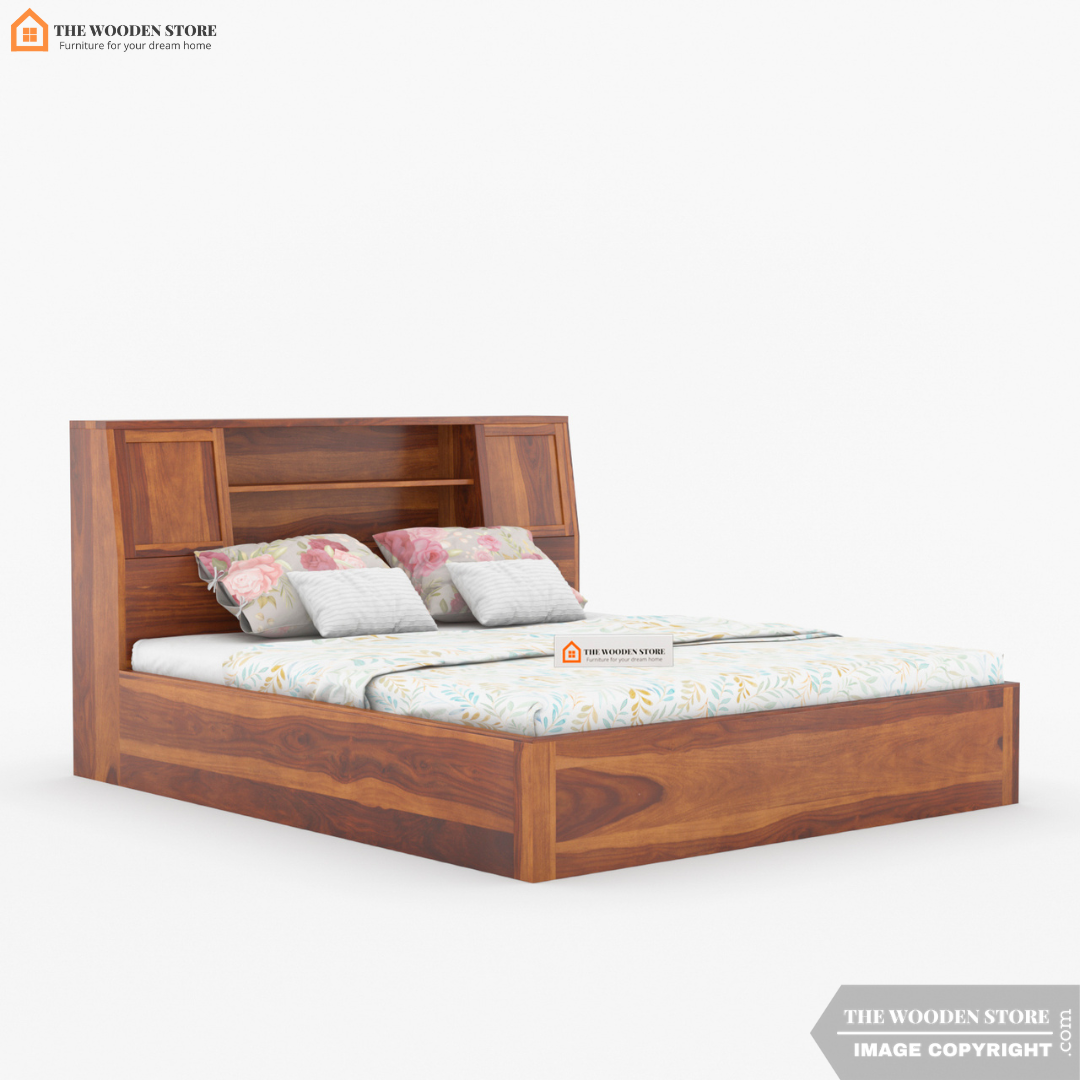 Bolton Hydraulic Bed with Bedside (King Size, Honey Finish)
