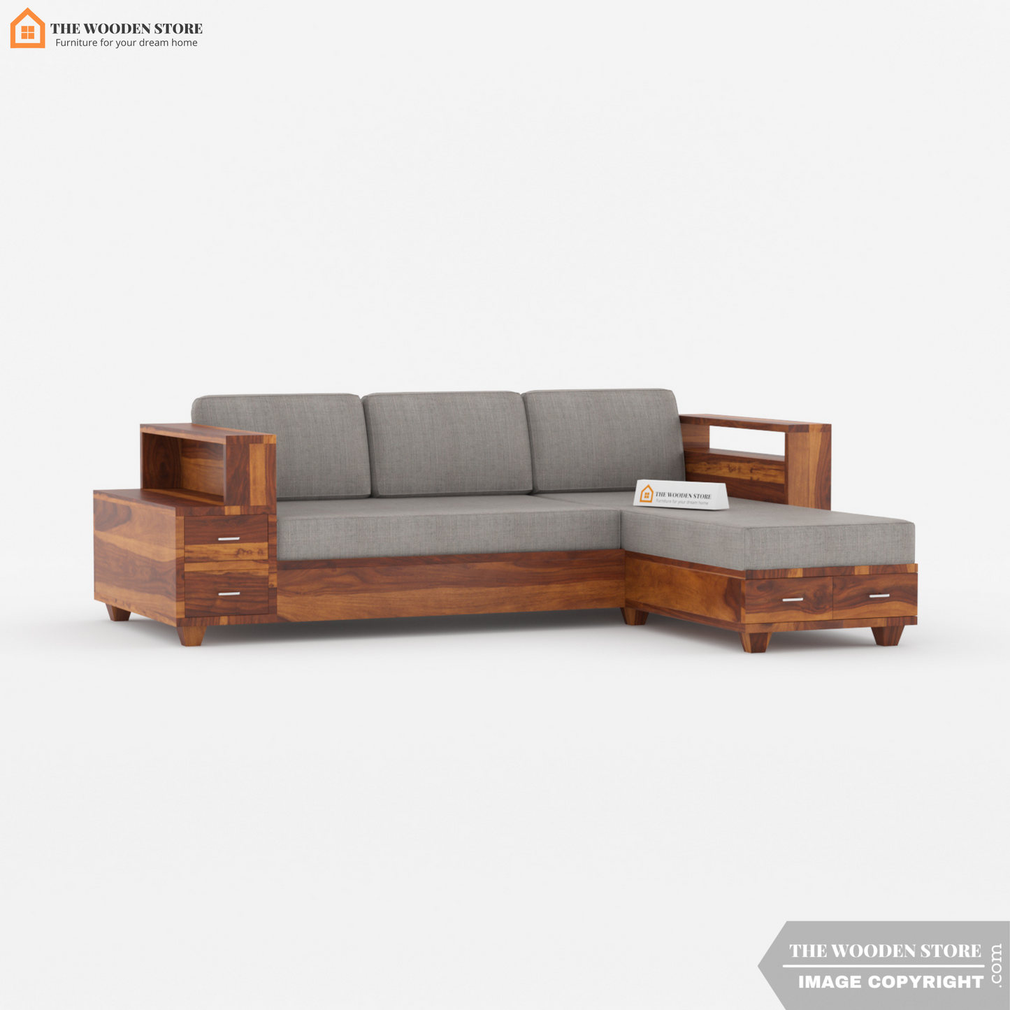 Brian L-Shaped Sofa (Honey Finish)