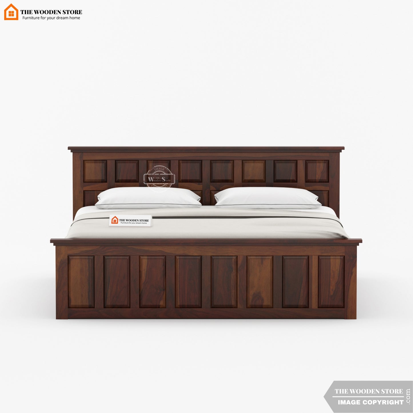 Paloma Bed without Storage (Queen Size, Walnut Finish)