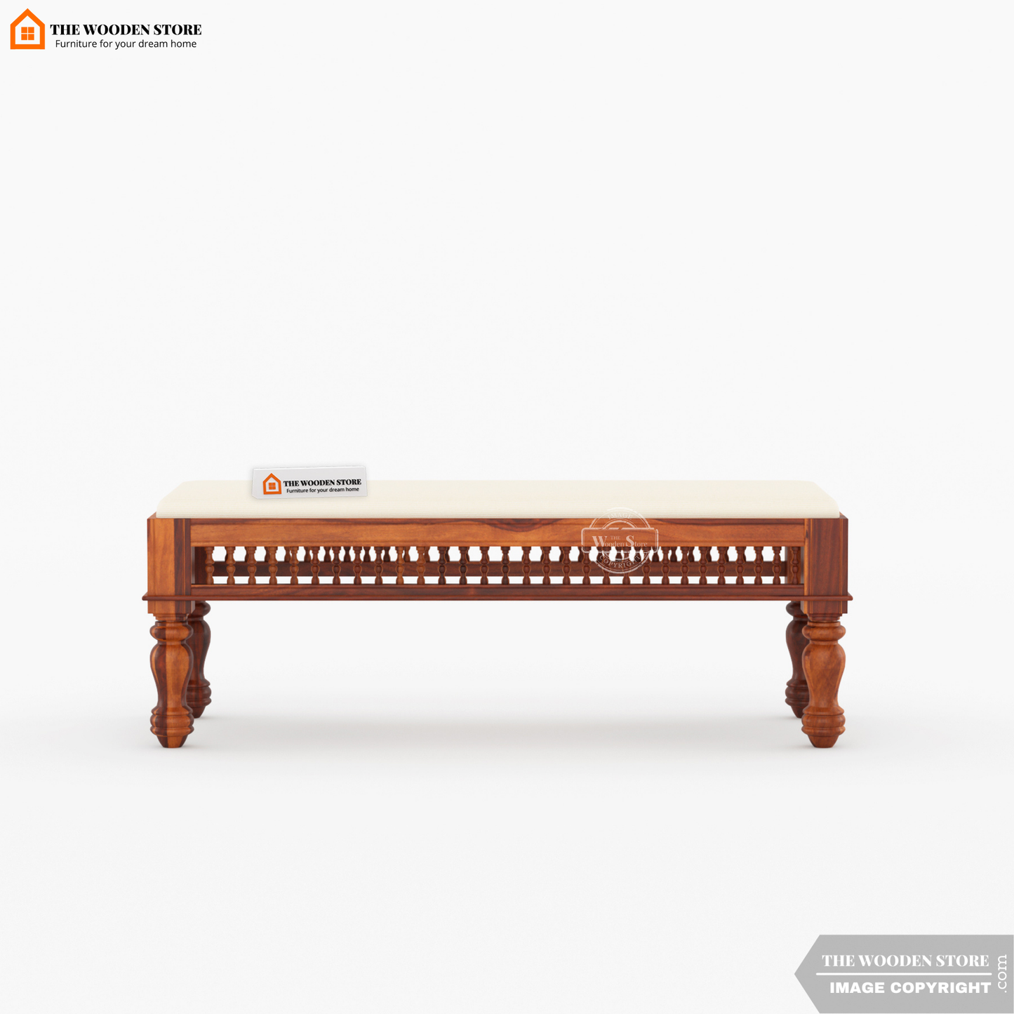 Ekatra 6 Seater Dining Set With Bench (Honey Finish)