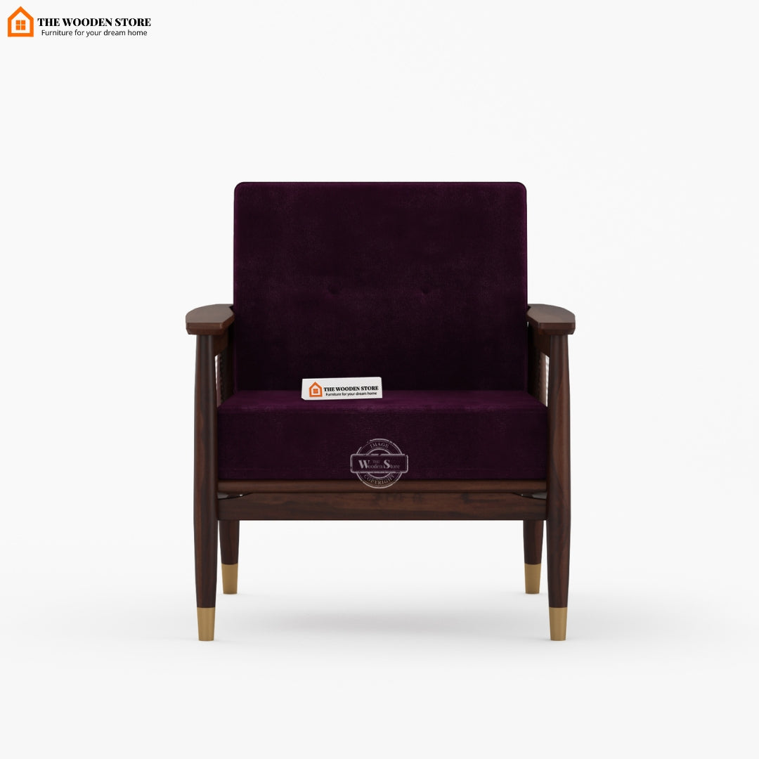 Eliath Cane Arm Chair (Wine Berry, Walnut Finish)