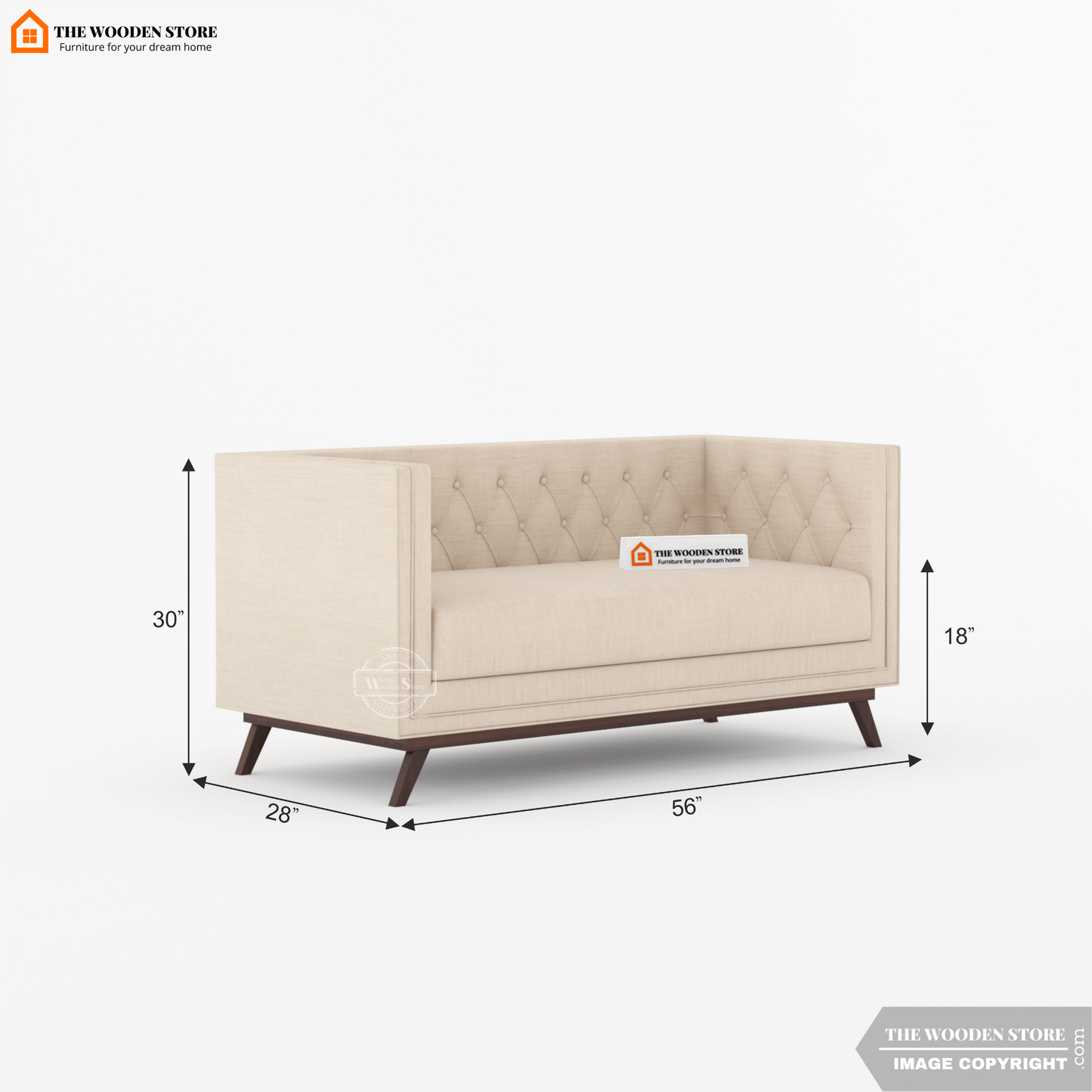 Cologne 2 Seater Fabric Sofa (Soft Vanilla)