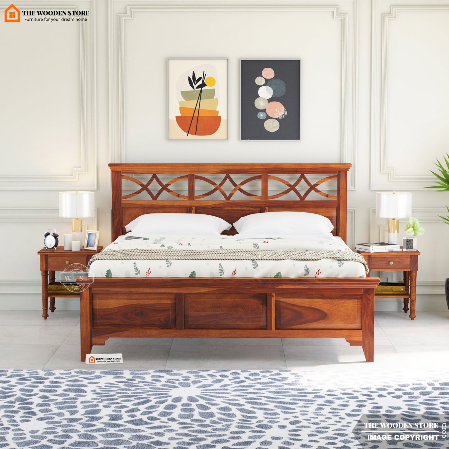 Eden Bed Without Storage ( King Size, Honey Finish )