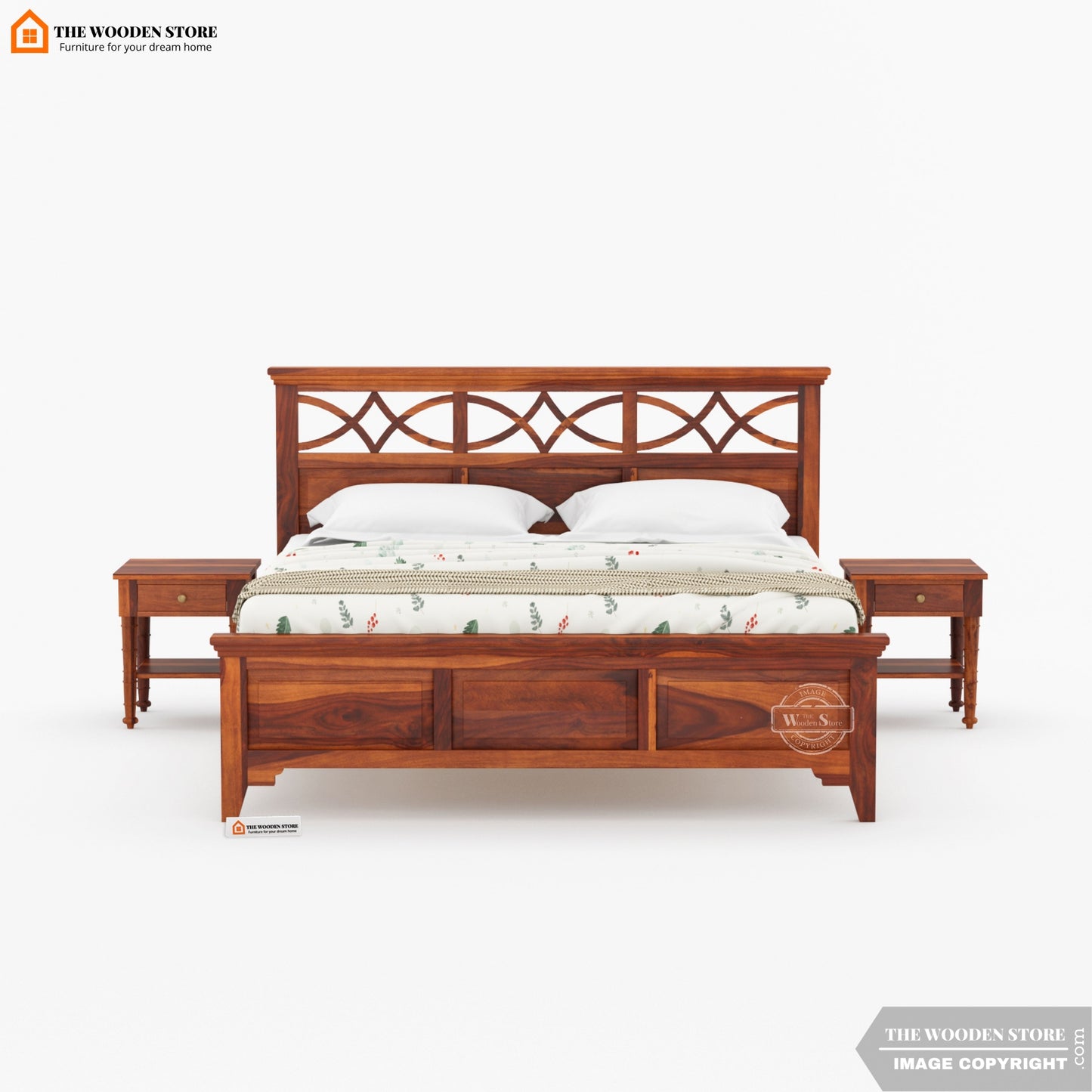Eden Bed Without Storage ( King Size, Honey Finish )