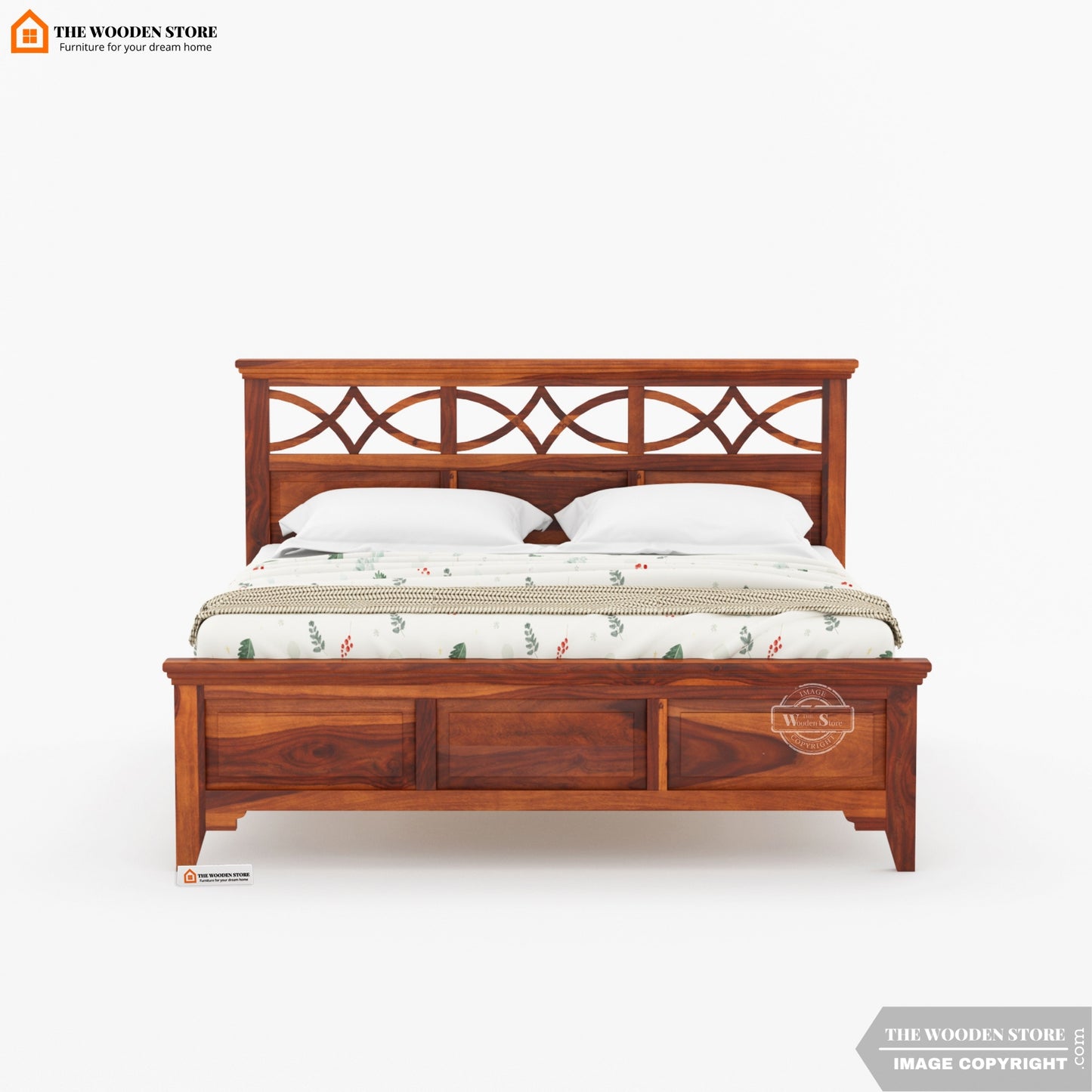 Eden Bed Without Storage ( King Size, Honey Finish )