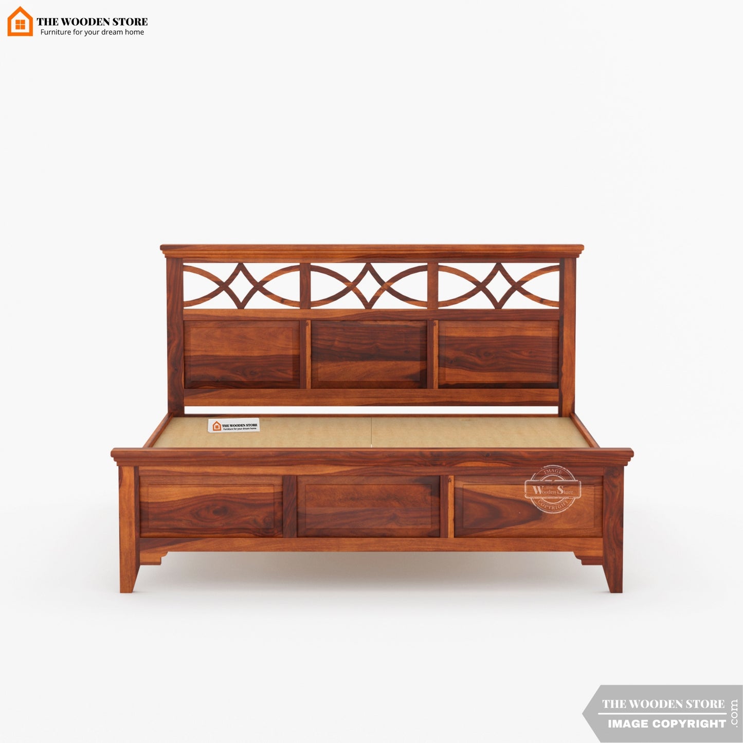 Eden Bed Without Storage ( King Size, Honey Finish )