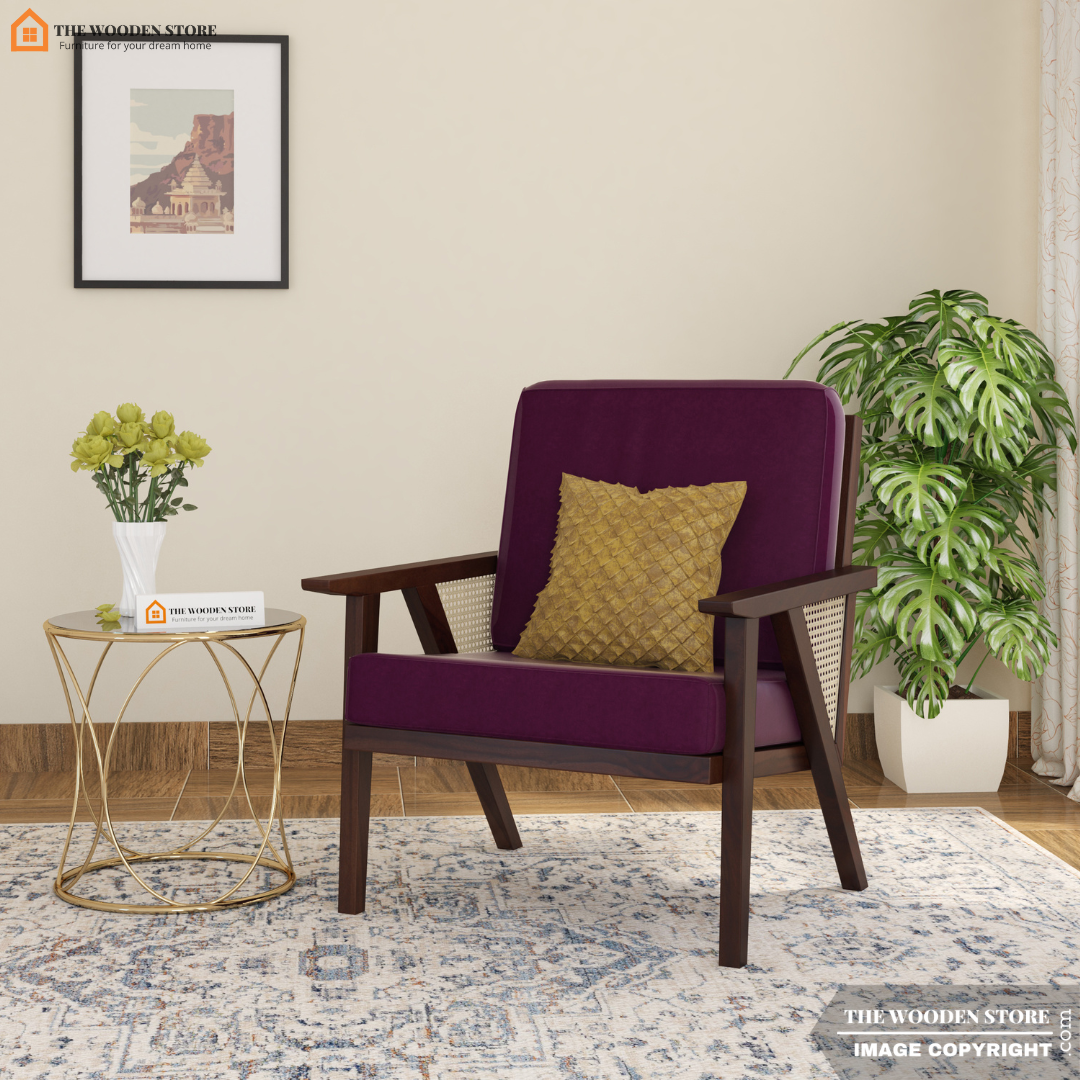 Martha Lounge Chair (Walnut Finish, Wine Berry)