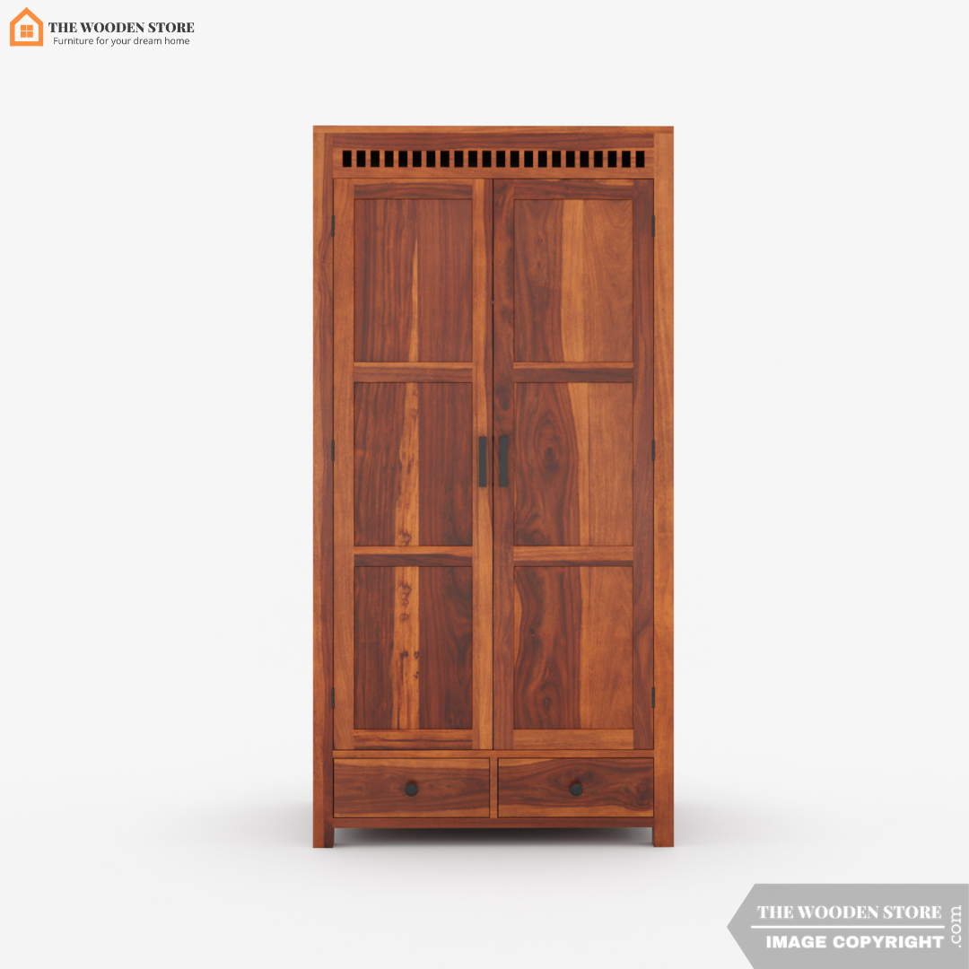Donald 3 Door Multi-Utility Wardrobe (Honey Finish)