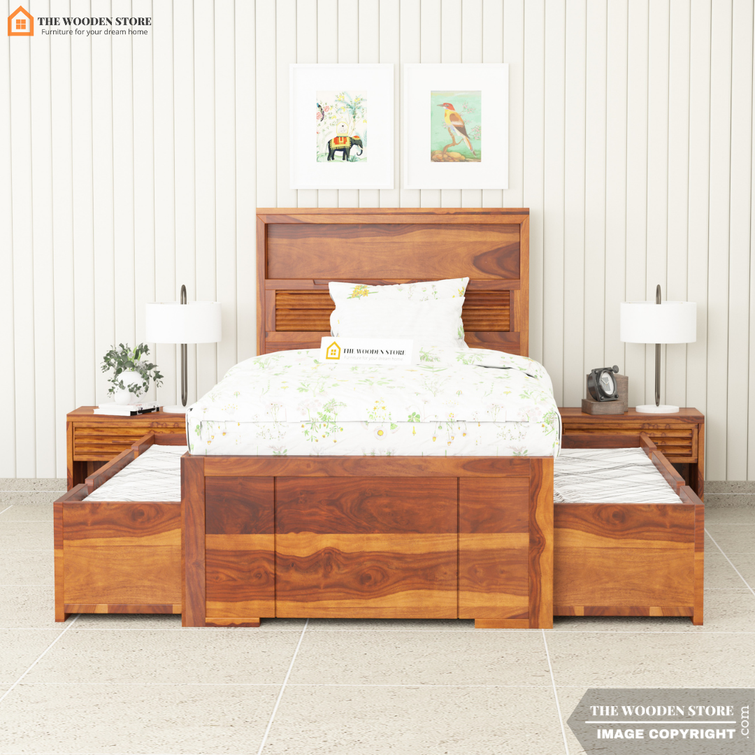 Franklin Single Bed With Storage (Honey Finish)