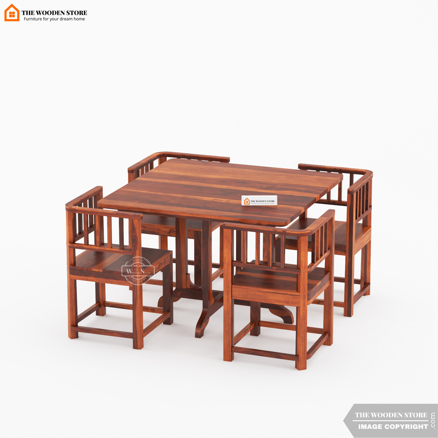 Carson 4 Seater Dining Set (Honey Finish)