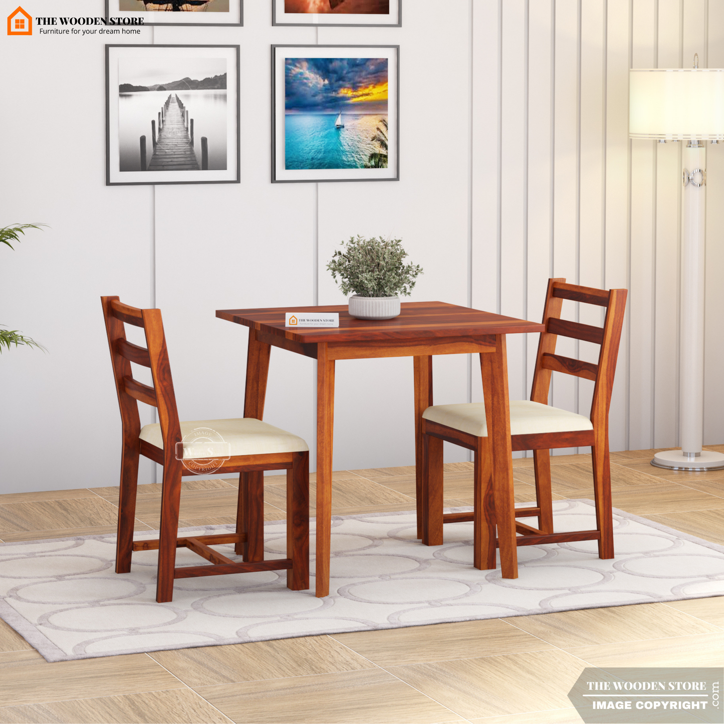 Sharon 2 Seater Dining Set (Honey Finish)