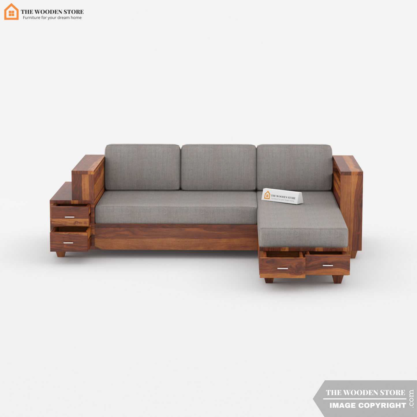 Brian L-Shaped Sofa (Honey Finish)