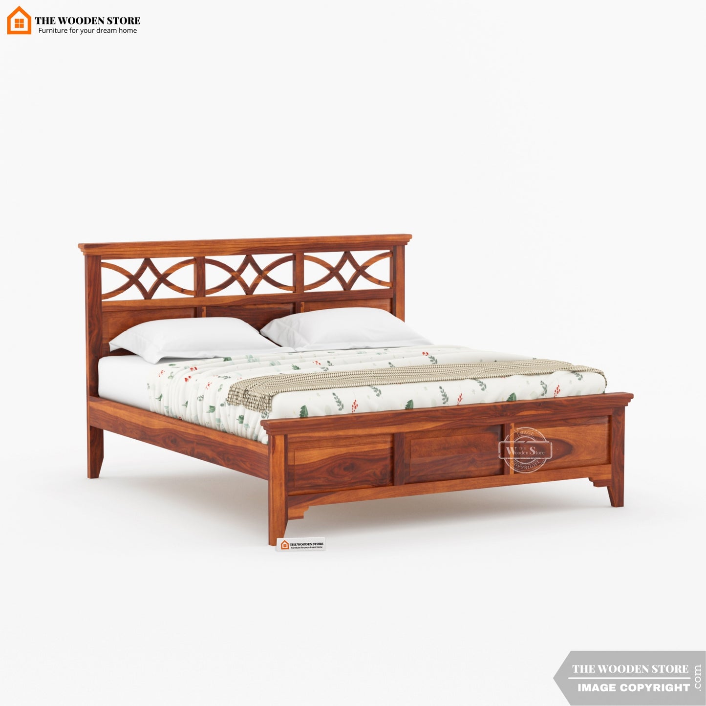Eden Bed Without Storage ( King Size, Honey Finish )