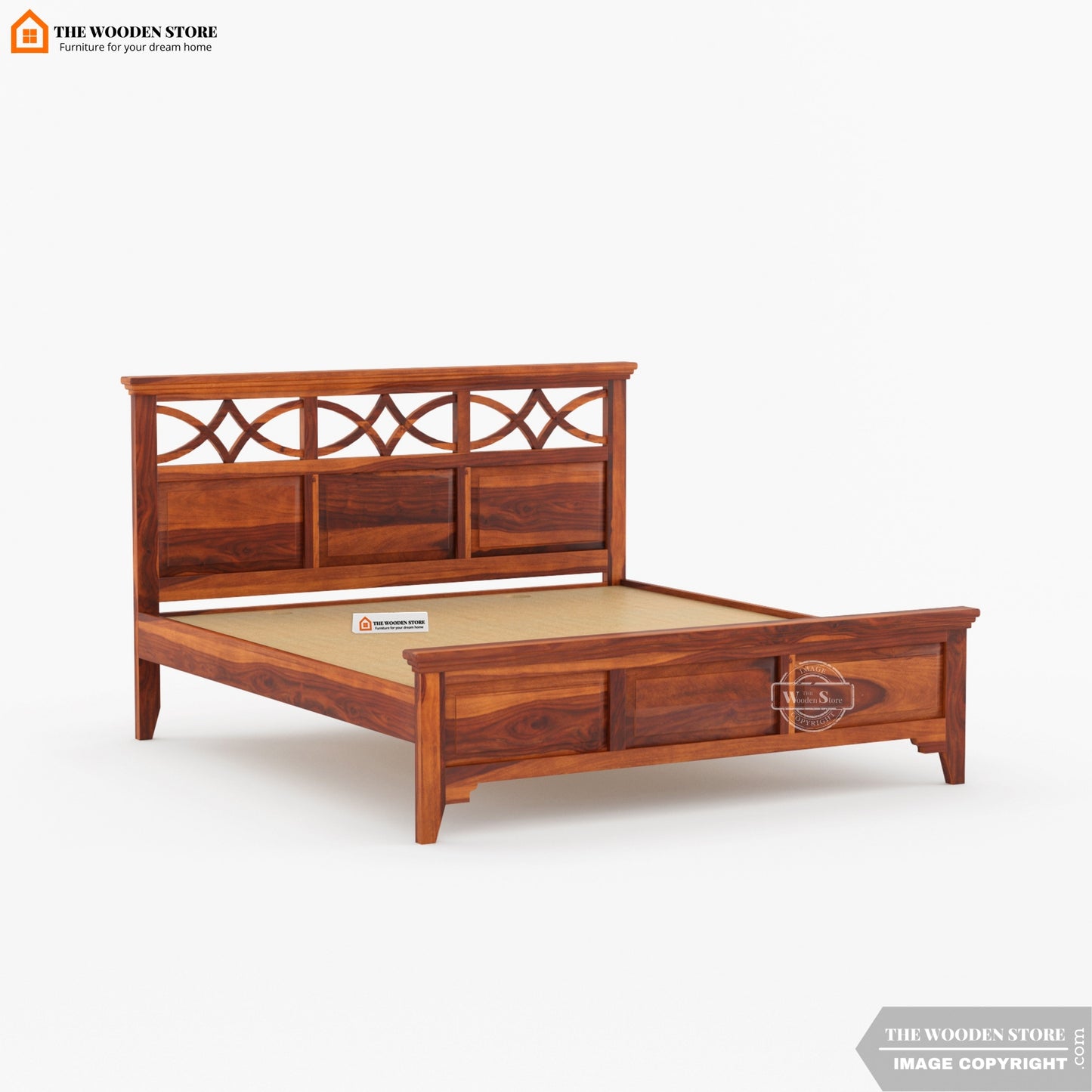 Eden Bed Without Storage ( King Size, Honey Finish )