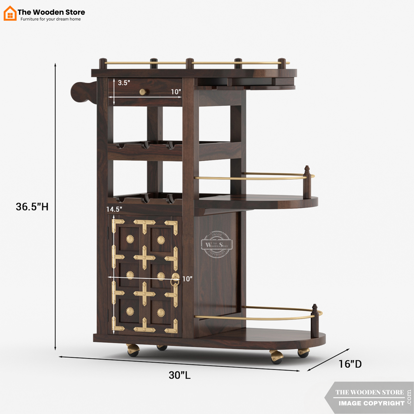 The Mehfil Bar Trolley (Walnut Finish)