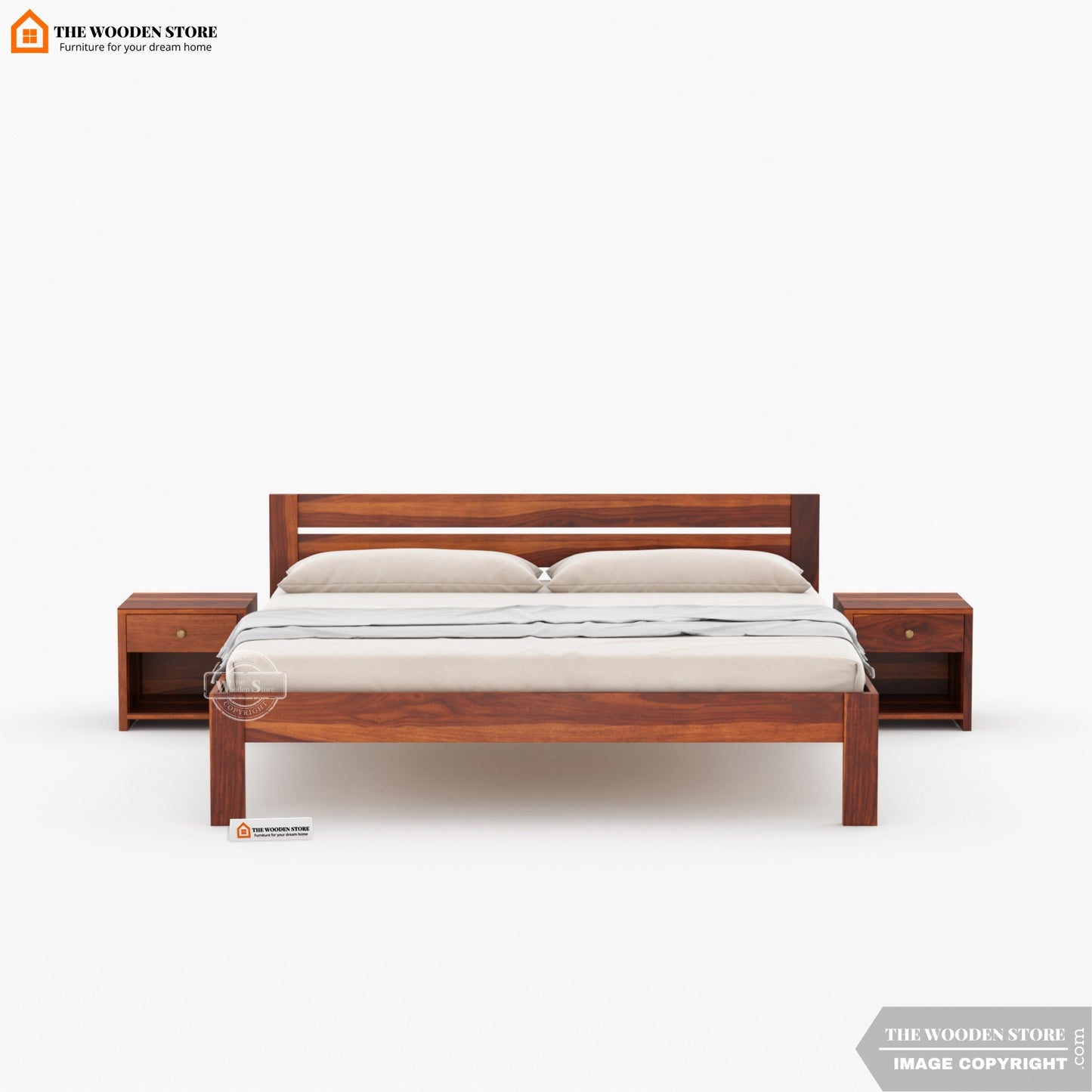 Jasper Bed Without Storage ( King Size, Honey Finish )