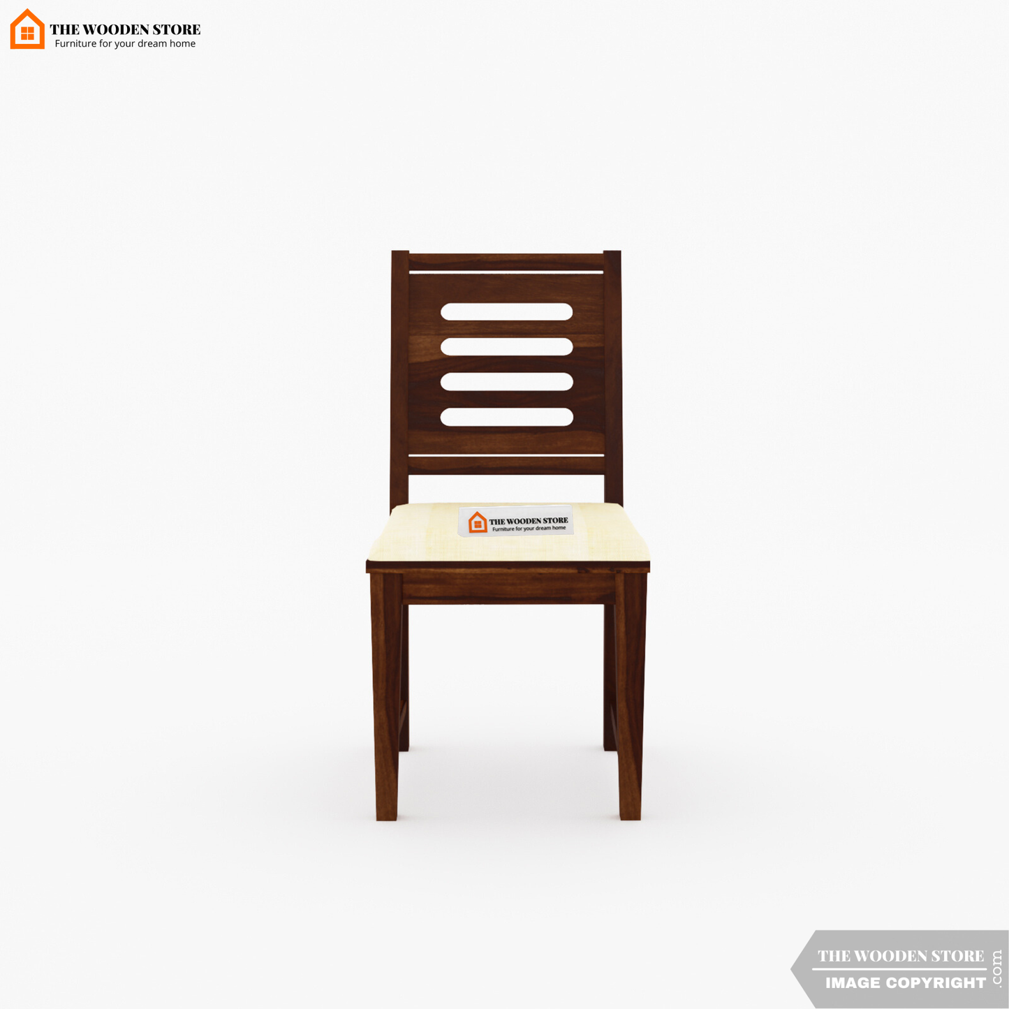 Bob Dining Chair With Fabric - Set of 2 (Walnut Finish)