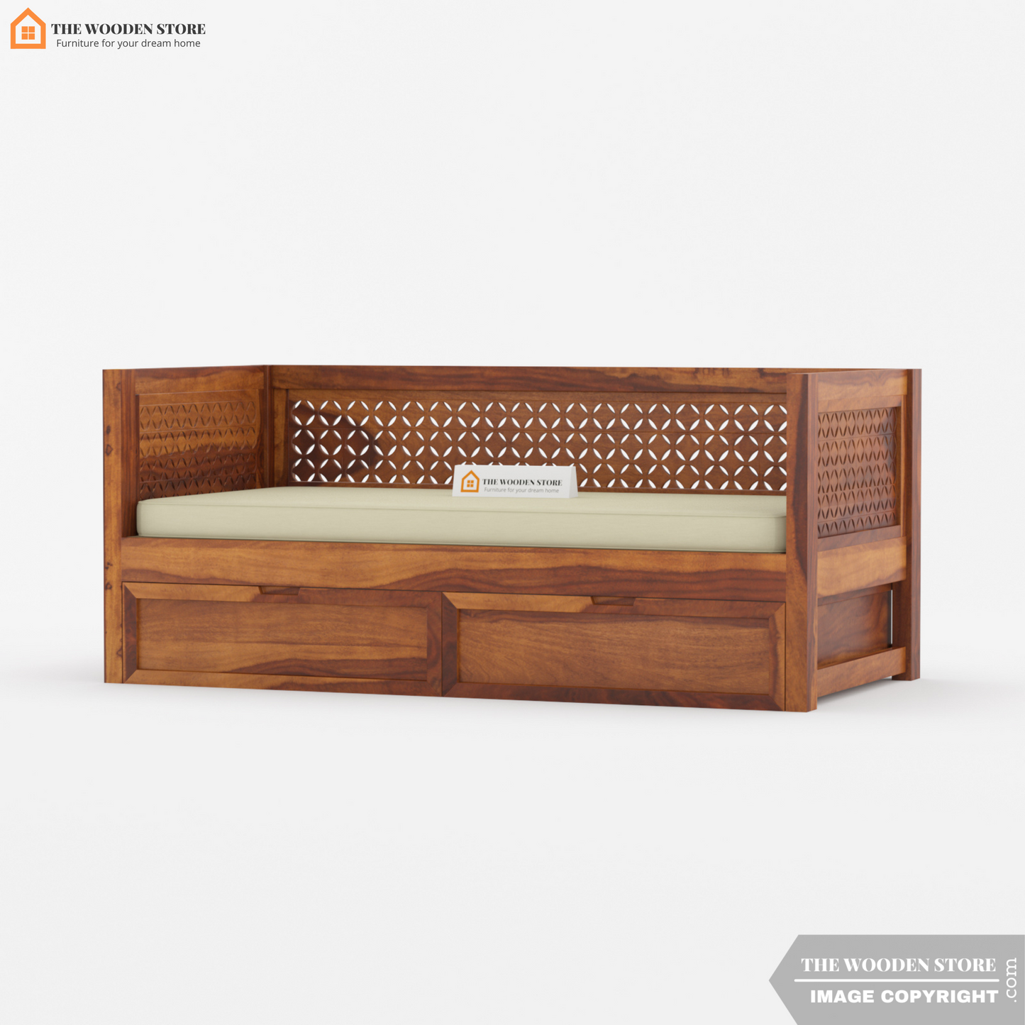 Angel Storage Divan With Mattress (Honey Finish)
