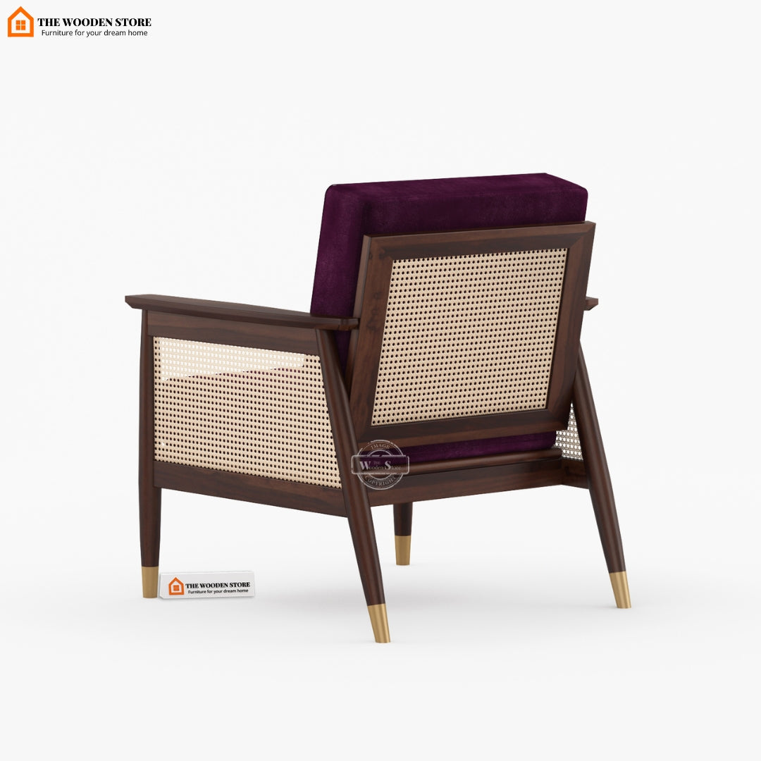 Eliath Cane Arm Chair (Wine Berry, Walnut Finish)