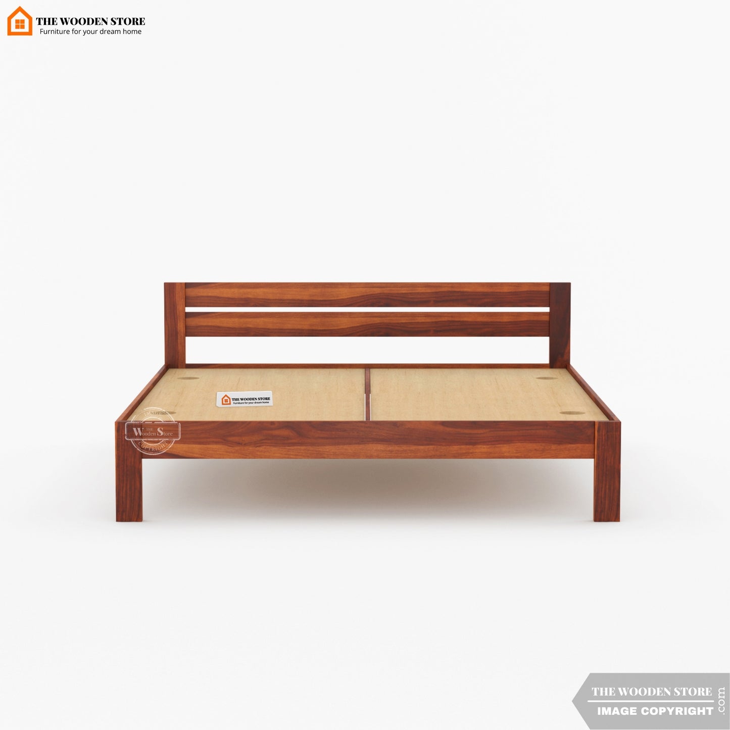 Jasper Bed Without Storage ( King Size, Honey Finish )