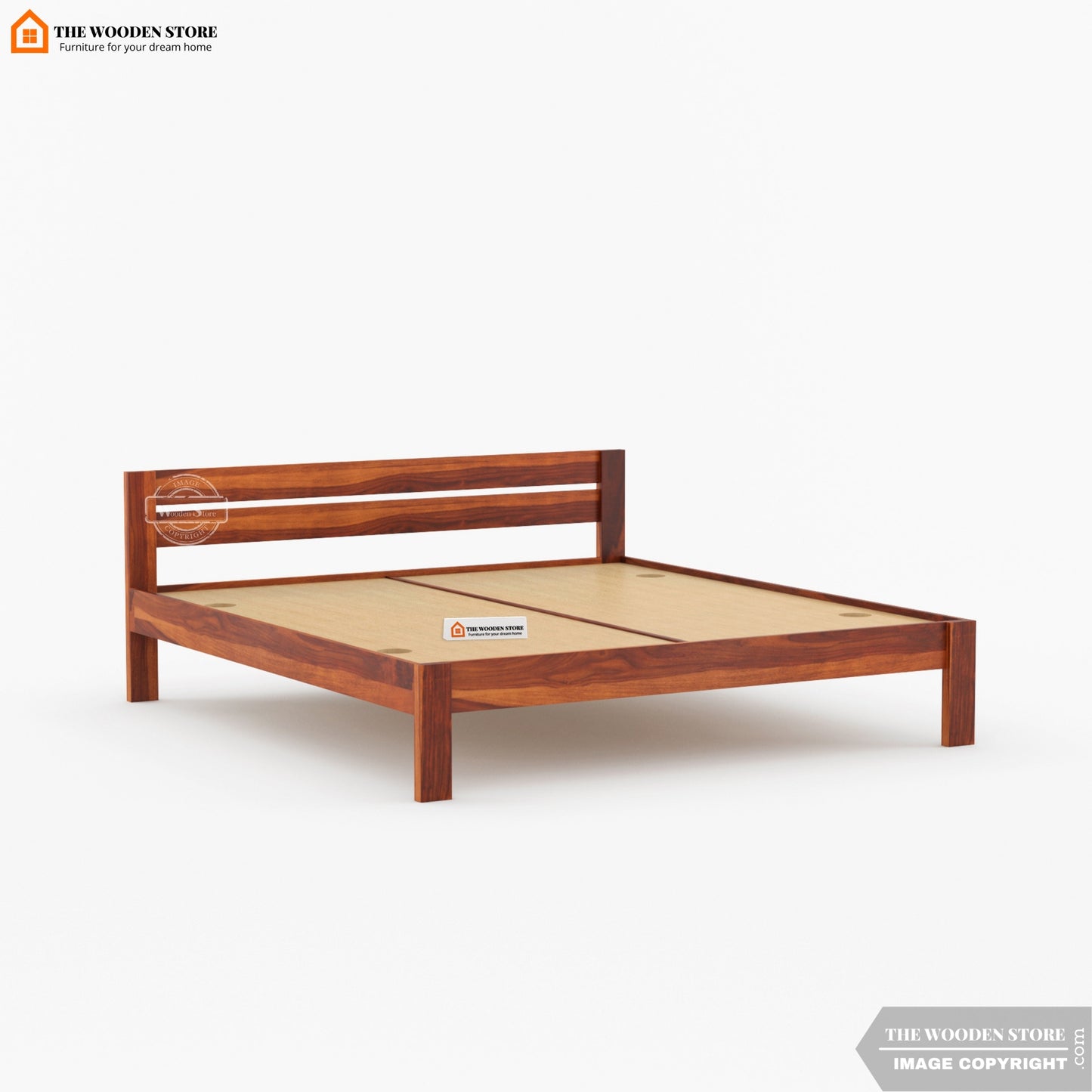 Jasper Bed Without Storage ( King Size, Honey Finish )