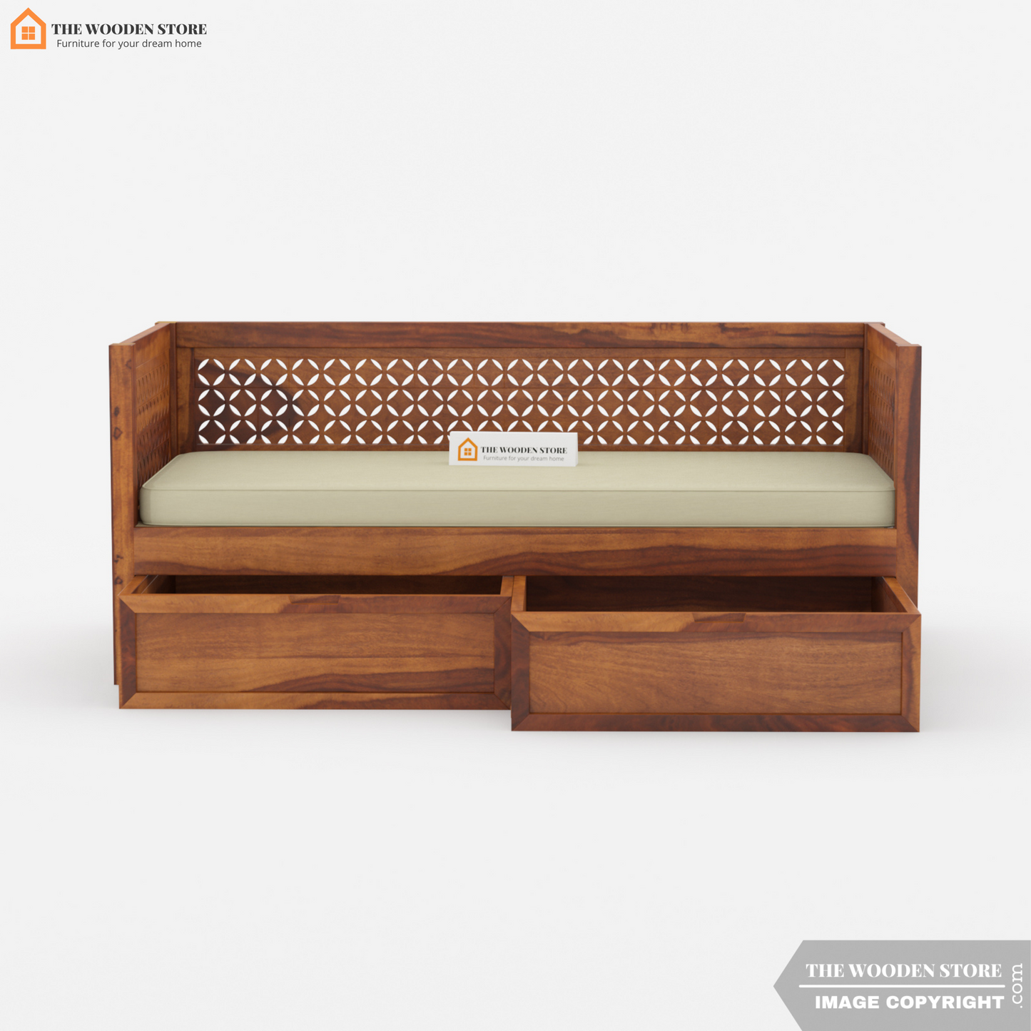 Angel Storage Divan With Mattress (Honey Finish)