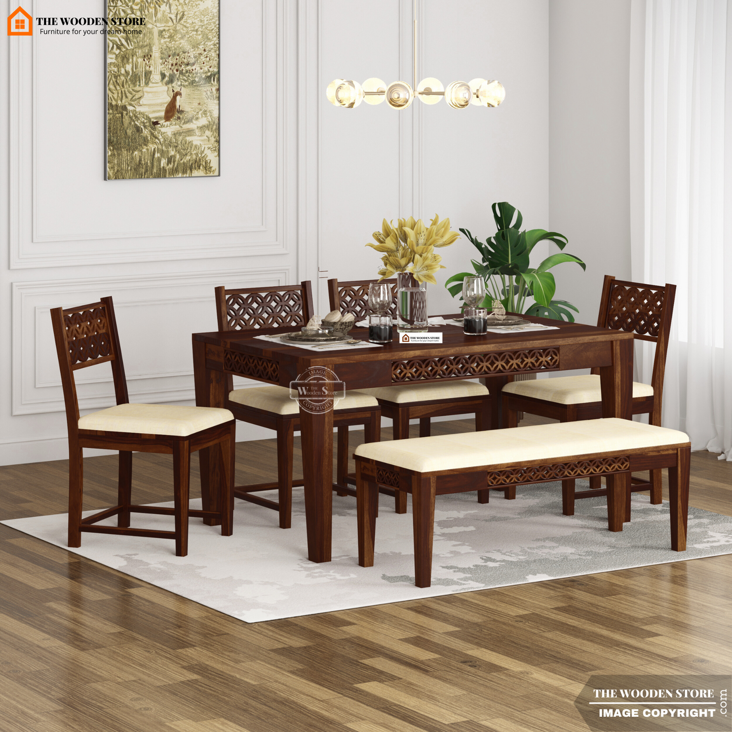 Daffy Dining Chair With Fabric - Set of 2 (Walnut Finish)