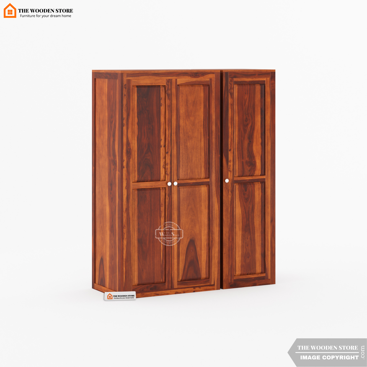 Mateo 3 Door Multi-Utility Wardrobe (Honey Finish)