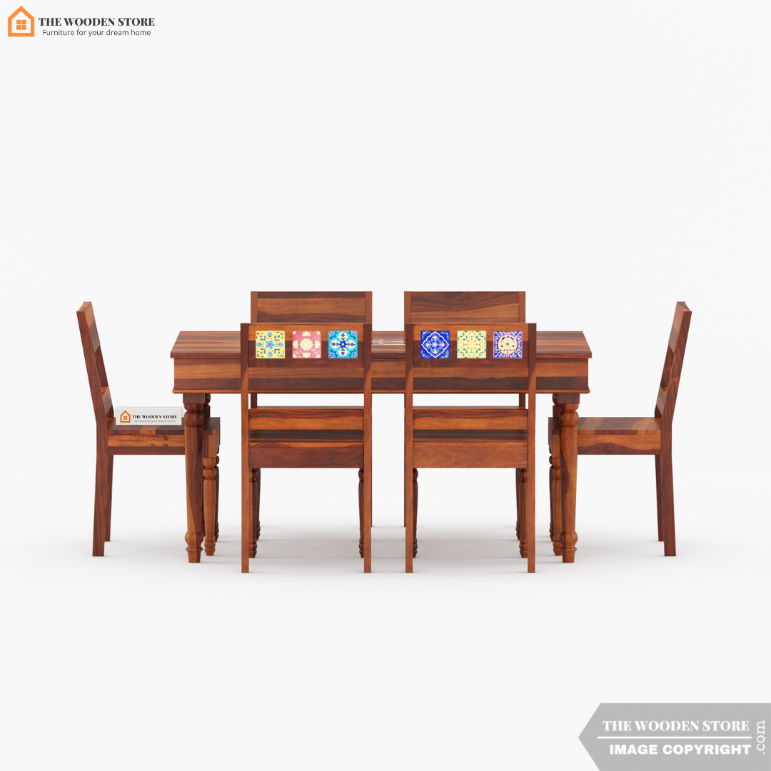 Bunny 6 Seater Dining Table Set (Honey Finish)