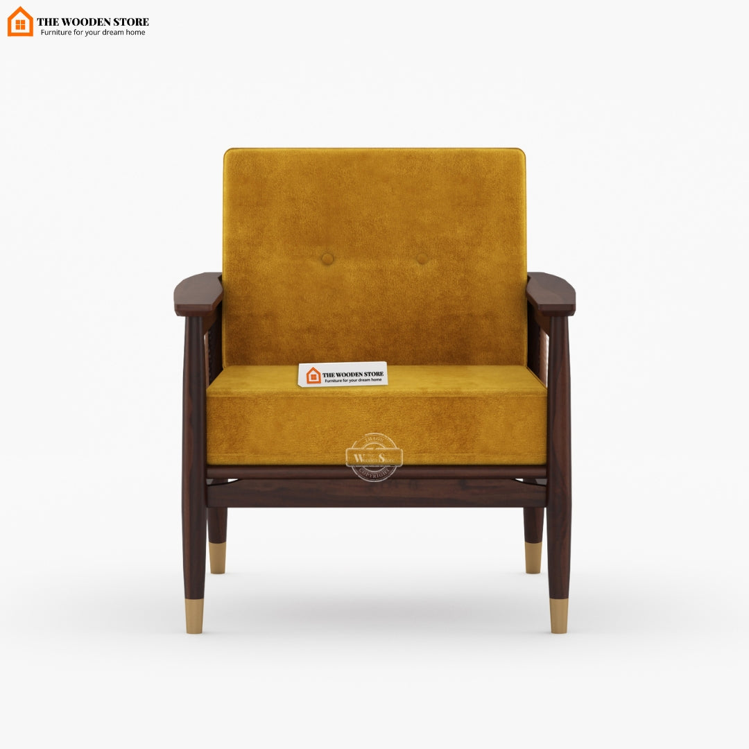 Eliath Cane Arm Chair (Orange Gold, Walnut Finish)