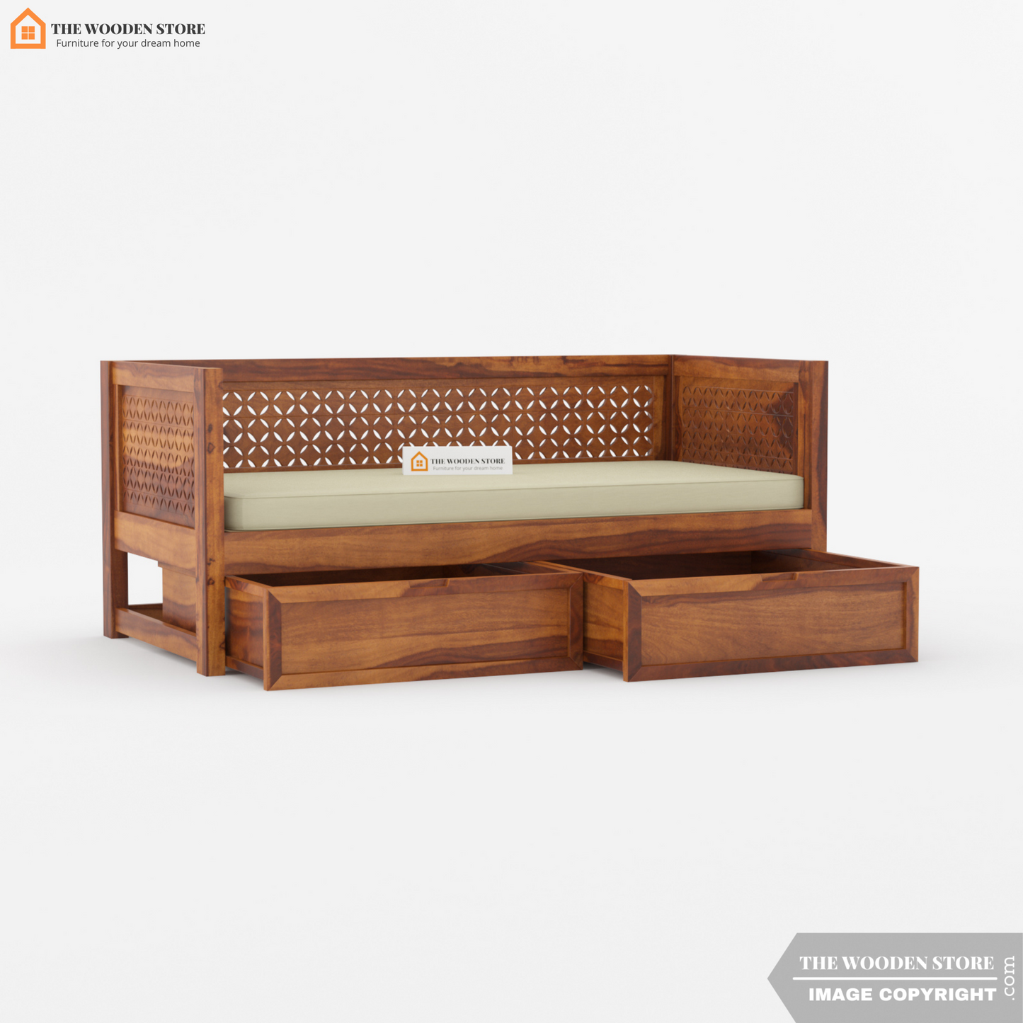 Angel Storage Divan With Mattress (Honey Finish)