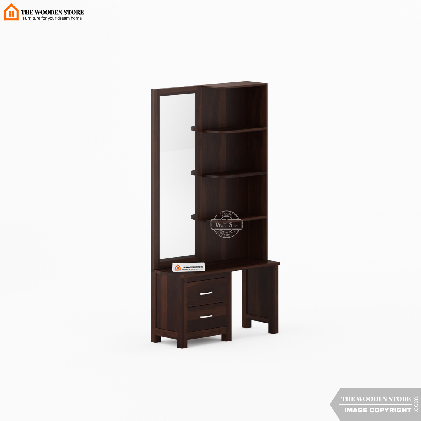 Jimmy Dressing Table With Stool (Walnut Finish)