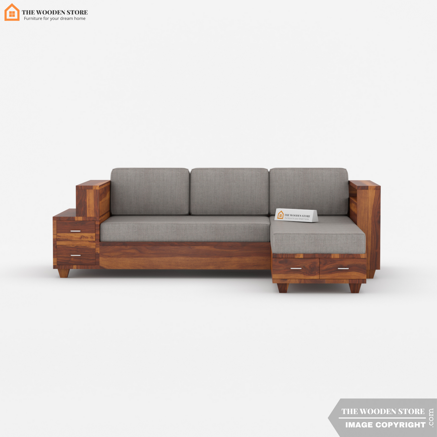Brian L-Shaped Sofa (Honey Finish)