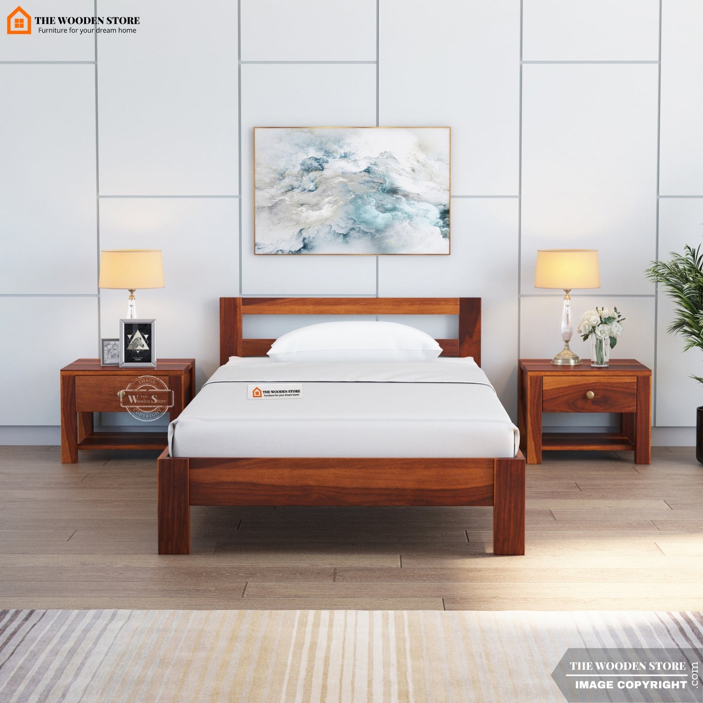 Romney Single Bed Without Storage ( Honey Finish )