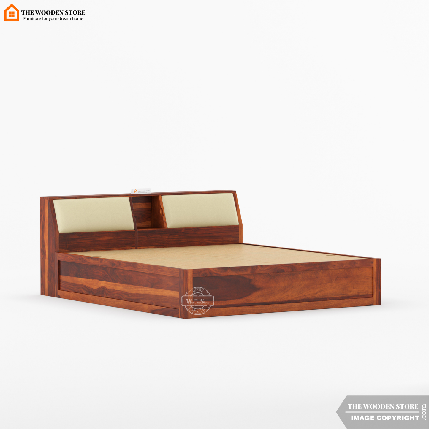 Walker Bed With Box Storage (King Size, Honey Finish)