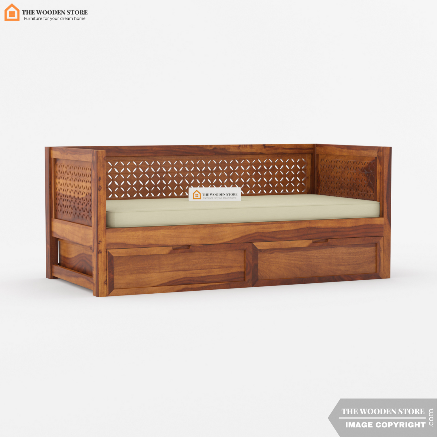 Angel Storage Divan With Mattress (Honey Finish)