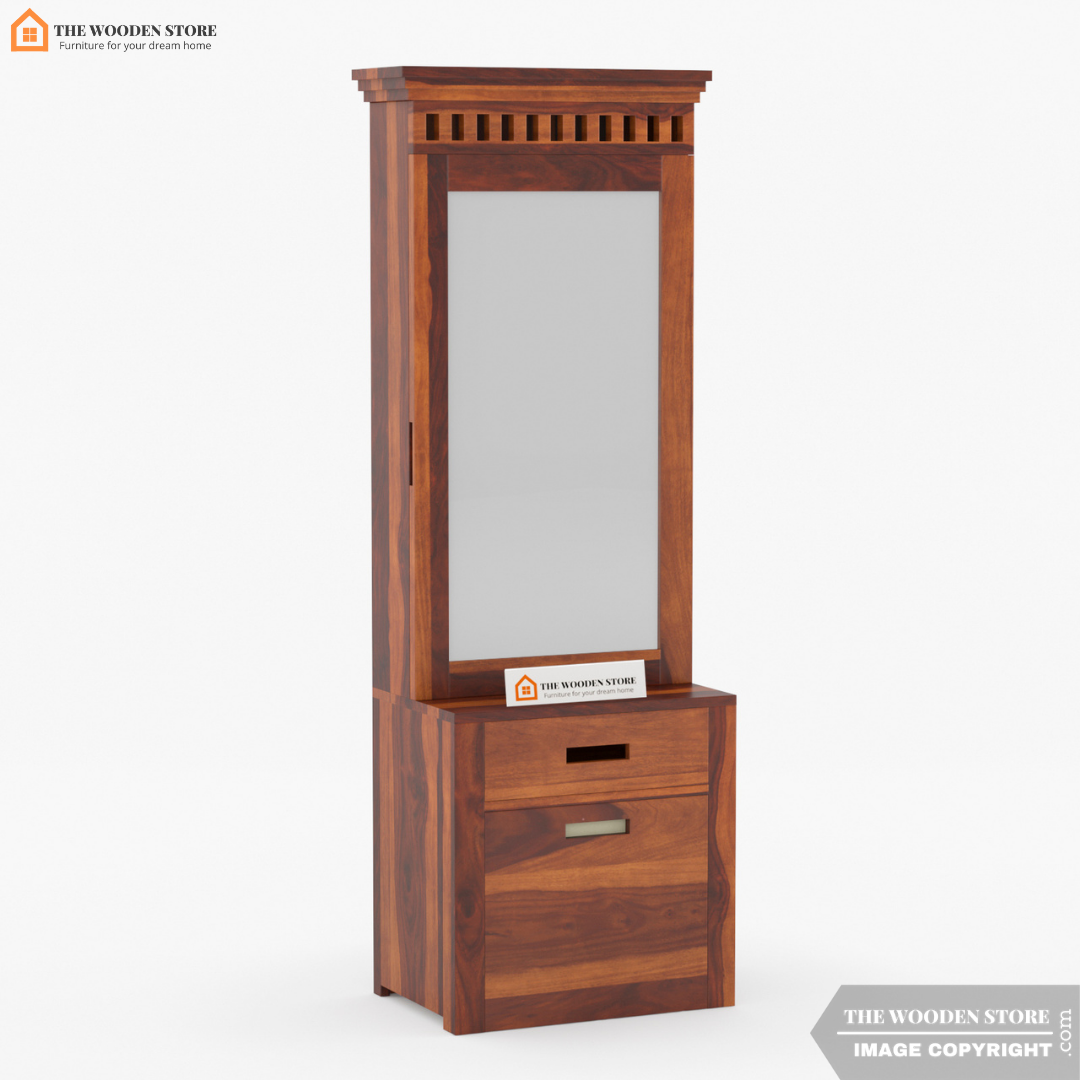 Donald Dressing Table With Storage Stool (Honey Finish)