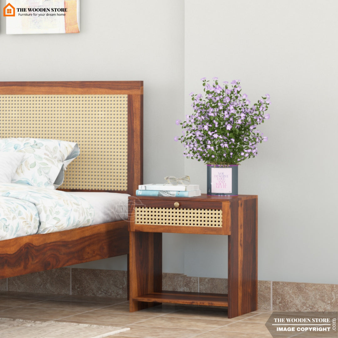 Olivia Bedside Table (Honey Finish)
